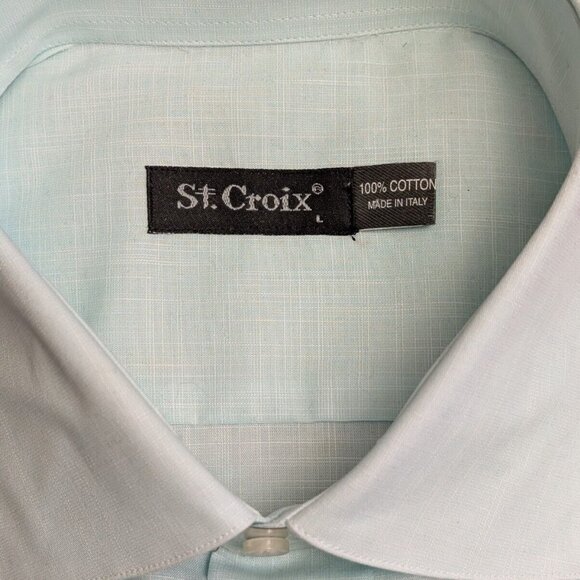 NWT $215$ ST. CROIX Shirt Button Down Long Sleeve Mens L Breeze Pale Blue Green - Picture 4 of 6